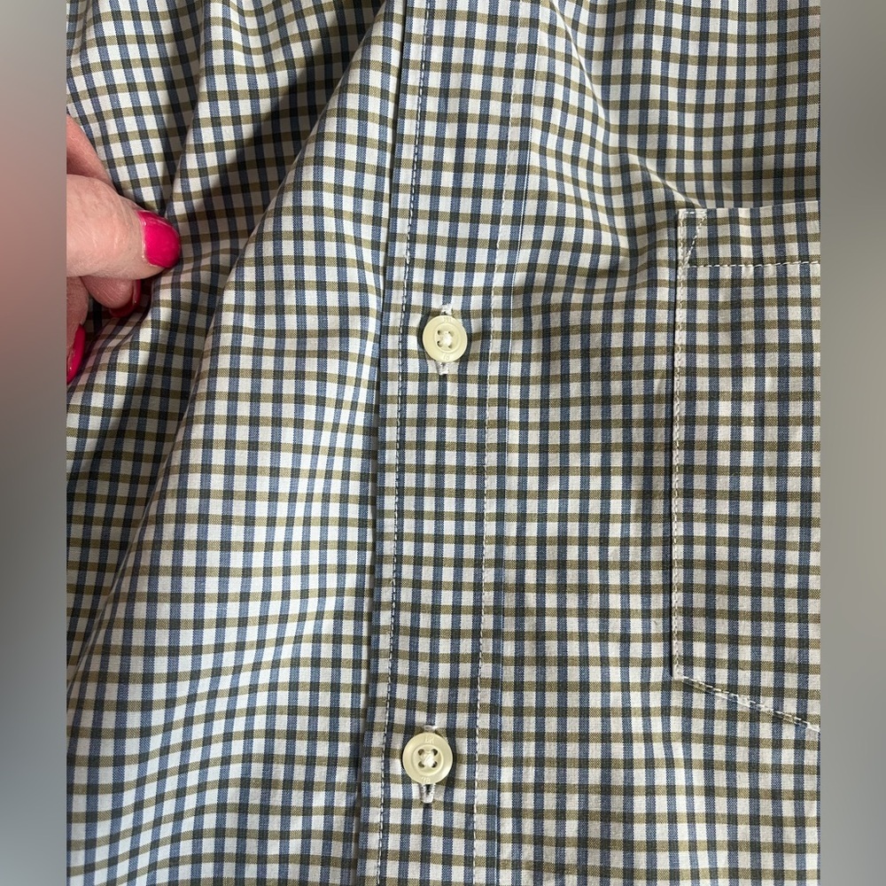 Banana Republic Men’s Blue & Olive Plaid Dress Shirt Slim Fit Men’s Size XL - Picture 12 of 16